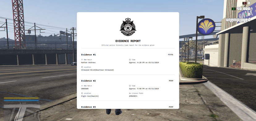 GTAV FiveM Evidence UI