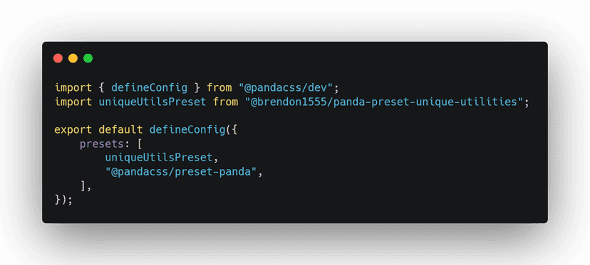 Panda Preset for Unique Utility classes